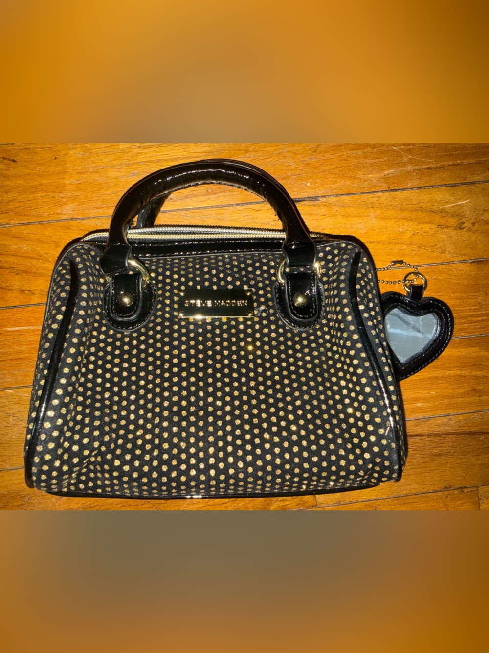 Steve Madden Black Satchel with Gold Stud Detailing